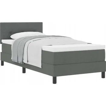 Postel Postel s matrací, tmavě šedá, 193 x 90 x 88 cm, s nastavitelným čelem