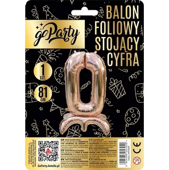 Balónek Fóliový balónek 81 cm - Stojící ČÍSLICE 0 - Růžovo-zlatý - 1 kus GOPARTY