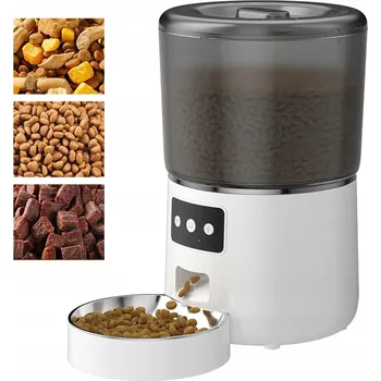 Miska pro psa AUTOMATICKÉ KRMÍTKO PRO ZVÍŘATA WIFI 4L BÍLÉ CHYTRÉ S ČASOVAČEM 4L