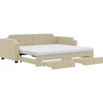 Postel Krémové lehátko 2 v 1 se zásuvkami, rozměry: 223 x 110 x 66,5 cm