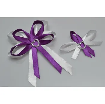 Svatební dekorace Svatební vývazek s perleťovým srdíčkem - fialová - malý