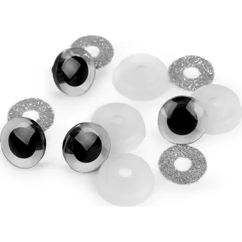 Knoflík Annie's Knit Glitrové oči s pojistkou Ø20 mm Barva: stříbrná