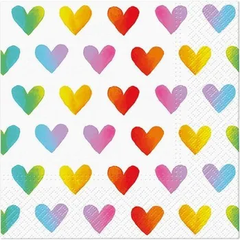 Papírový ubrousek Ubrousky PAW TETE L (20ks) Rainbow Hearts