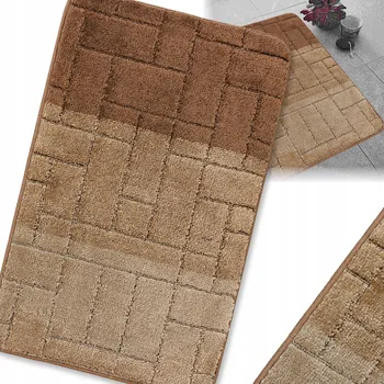 Koupelnová předložka KOUPELNOVÁ PŘEDLOŽKA PROTIUKLUZOVÁ VELKÁ MĚKKÁ HNĚDÁ BÉŽOVÁ 50X80 STYLOVÁ