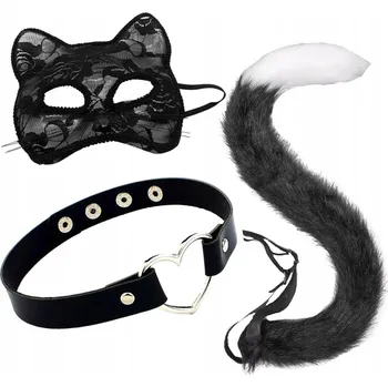 Karnevalový kostým Sada doplňků pro kostým kočičky černá, maska, ocas, obojek