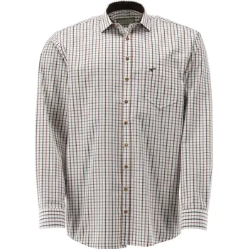 Pánská košile Trachten pánská košile bílá s hnědým károváním košile: 45/46