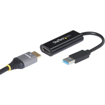 Video kabel StarTech.com USB 3.0 to HDMI Adapter, 1080p (1920x1200), Slim/Compact USB to HDMI Display Adapter Converter for Monitor, USB Type-A External Video & Graphics Card, Black, Windows Only - USB to HDMI Adapter (USB32HDES) - kabel adaptéru - HDMI / USB - kompa