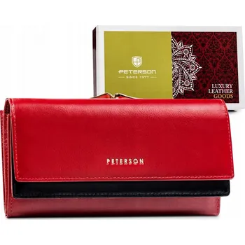 Peněženka Peterson peněženka z pravé kůže červená - dámská