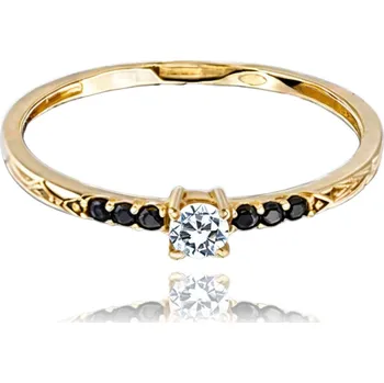 Prsten Zlatý prsten s bílými a černými zirkony Au 585/1000