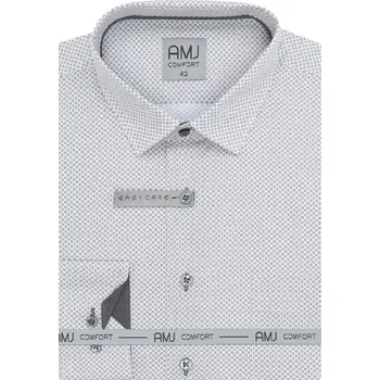 Oblečení a móda Pánská košile AMJ Comfort fit s jemným vzorem - šedá VDBR1320 velikost: 45, délka rukávu: dlouhý rukáv