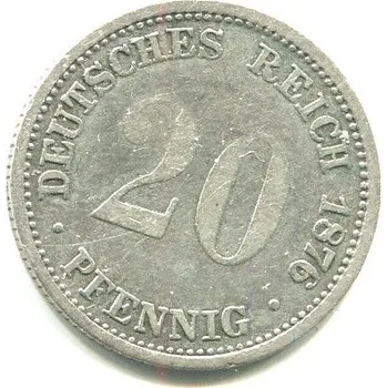 NĚMECKO. 20 Pfennig 1876/D. Ag.