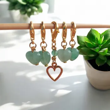 Nástroj na niť a příze Annie's Knit Značkovač Srdce z přírodních minerálů –⁠⁠⁠⁠⁠⁠ zelený aventurín