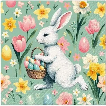 Papírový ubrousek Ubrousky PAW Dekor L (20ks) Bunny Joy Pattern