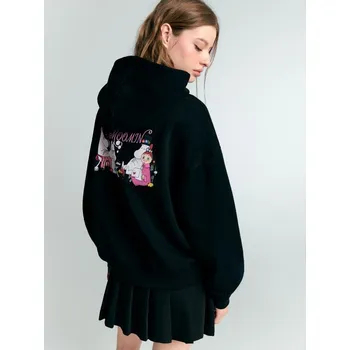 Dámská mikina Mikina s kapucí a potiskem Moomin - XS - House - černá - 173GN-99X