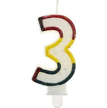 Svíčka Svíčka číslice se třpytkami - 3 - trojka