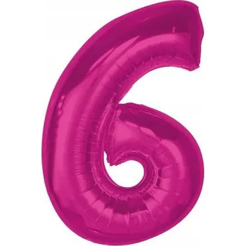 Balónek Fóliový balónek Smart, číslice 6, růžový, 92 cm