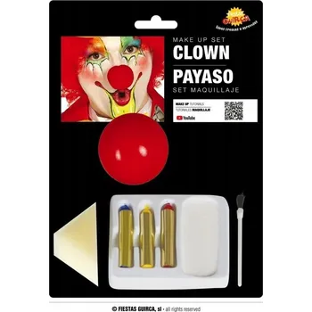 Karnevalový doplněk Sada na malování obličeje Guirca - Bílý klaun s nosem