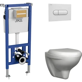 WC sada Set modul JIKA H99 Sanit rámový, bílé tlačítko DP62, WC mísa Enigma pack