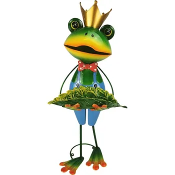 Zahradní dekorace Kovová žába s korunkou 67 cm
