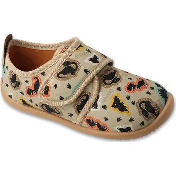 Chlapecká obuv Bačkory papuče Befado SOFTER 902X056 902Y056 DINO barefoot béžové flexi suchý zip velikost: 31