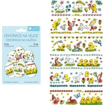 Velikonoční dekorace Smršťovací dekorace na vejce 12 ks, tradiční motivy / 837