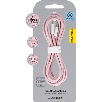 Datový kabel Kabel Blavec USB-C - Apple Lightning 1 m růžový