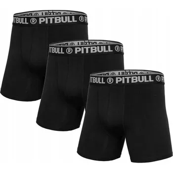 Pánské bavlněné boxerky Pit Bull Trojbalení Černé vel. XL