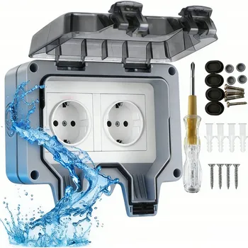 Elektrická zásuvka DVOJITÁ ZAHRADNÍ ZÁSUVKA VENKOVNÍ VODOTĚSNÁ