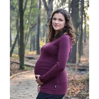 Jožánek Těhotenské tričko Johanka, dlouhý rukáv, bordo Barva: Tmavě zelené, Velikost: L/XL