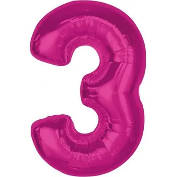 Balónek Fóliový balónek Smart, číslice 3, růžový, 92 cm