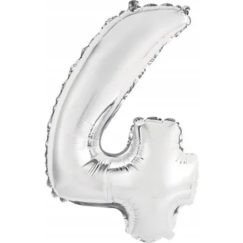 Balónek Fóliový balónek číslice 4 stříbrný 35cm 1 Ks