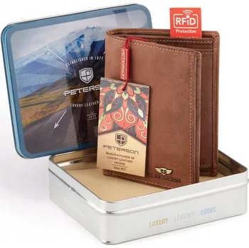 Peněženka Peterson peněženka z přírodní nubukové kůže hnědá PTN 348 2-1-4 HUNTER -