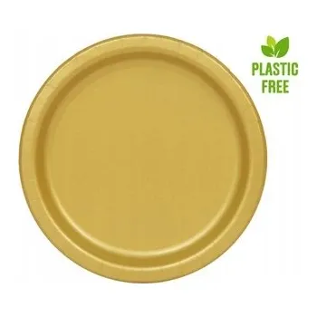 Party nádobí Unique 33252EU - Ekologické papírové talíře - 23 cm - Zlatá barva - 16 kusů