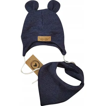 Čepice Komplet čepice žebrovaná čepice + šátek 56/62 jeans