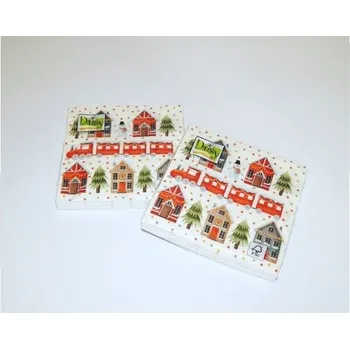 Papírový ubrousek Ubrousky vánoční Daisy L - domečky + vláček