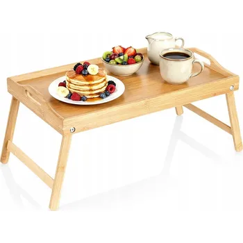 Snídaňový stolek bambusový skládací 2v1 50x30x24,5 cm