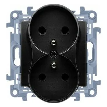 Elektrická zásuvka Simon 10 Dvojitá zásuvka s uzemněním, černá matná CGZ2M.01/49