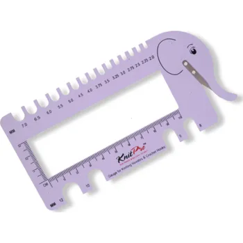 KnitPro měřidlo velikosti jehlic / háčků a vzorku – fialový slon