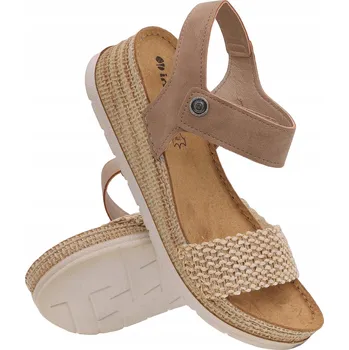 Dámské sandále INBLU RV-14 DÁMSKÉ SANDÁLY NA KLÍNKU S MĚKKOU PU STÉLKOU Z KŮŽE, hnědá (j.brąz) vel. 39