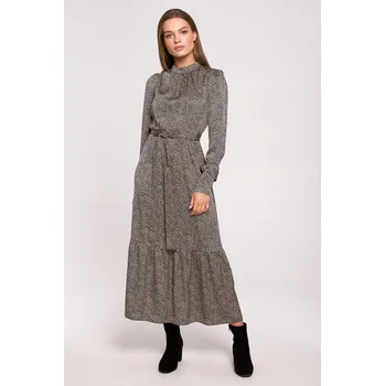 Dámské šaty ŠATY DÁMSKÉ LETNÍ VEČERNÍ MAXI S DLOUHÝMI RUKÁVY BÉŽOVÉ 42 XL