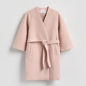 Dámský kabát Reserved - Kabát s páskem - pastelově růžová - 502IA-03X - 502IA-03X-XXL