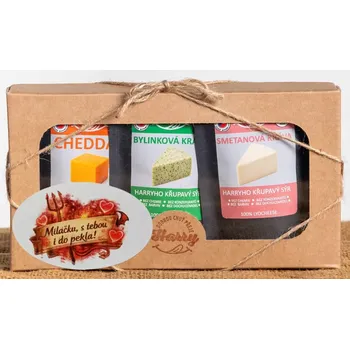 Dárková krabička Křupavý sýr Dárková sada 3 druhů lyo sýrů od kravičky Miláčku s Tebou i do pekla Vidle (Křupavý sýr Dárková sada 3 druhů lyo sýrů od kravičky Miláčku s Tebou i do pekla Vidle)