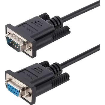 Kabel do PC StarTech.com 3m RS232 Serial Null Modem Cable, Crossover Serial Cable w/Al-Mylar Shielding, DB9 Serial COM Port Cable Female to Male, Compatible w/DTE Devices - Tool-Less Design w/Thumbscrews, Black, F/M (9FMNM-3M-RS232-CABLE) - null modem kabel - DB-9 do