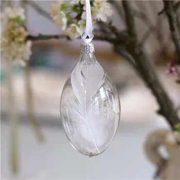 Velikonoční dekorace Kraslice čirá s pírkem