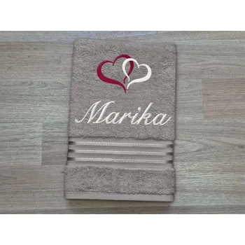 Ručník Ručník se jménem linie tmavě šedá 50x100 Srdíčka
