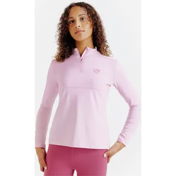 FOUGANZA Dětské jezdecké polo s dlouhým rukávem a UV ochranou Club 12 LET RŮŽOVÁ