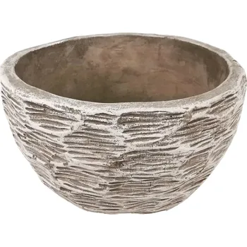 Květináč Cementový květináč s texturou košíku –&nbsp; 18,5 x 18,5 x 9,5 cm
