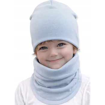 Čepice Souprava ČEPICE + NÁKRČNÍK 110-122 Dětská souprava 52/56 JARNÍ MELANŽ SVĚTLE MODRÁ