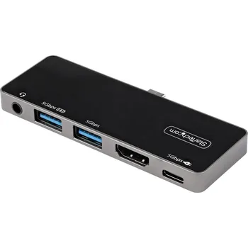 StarTech.com USB C Multiport Adapter, USB-C Mini Dock, USB-C to 4K 60Hz HDMI 2.0, With 100W Power Delivery Pass-Through Charging, 3-Port USB 3.0 Hub, Audio, USB Type-C Multiport Adapter - USB-C Travel Dock - dokovací stanice - USB-C - HDMI
