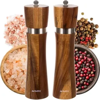 Stolování Akátové ruční mlýnky na koření – sada 2 kusy